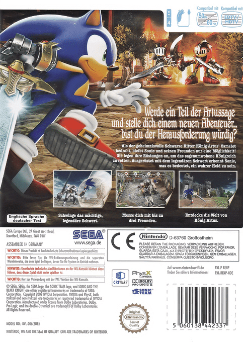 Sonic et le Chevalier Noir dos