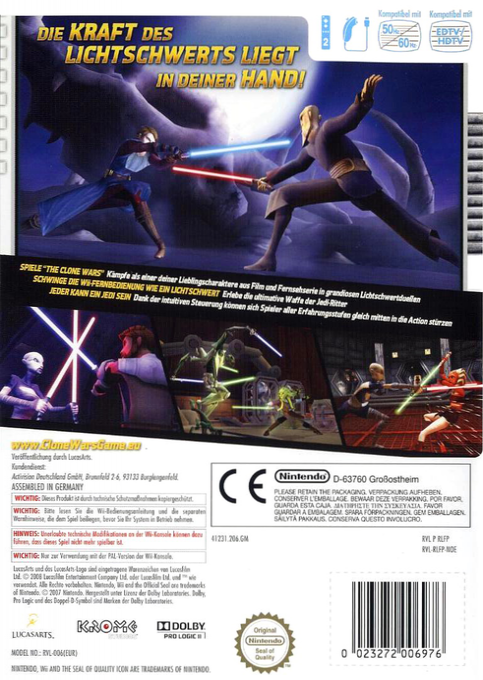 Star Wars The Clone Wars : Duels au Sabre Laser - Dos