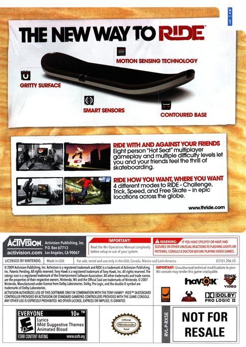 Tony Hawk Ride - Dos