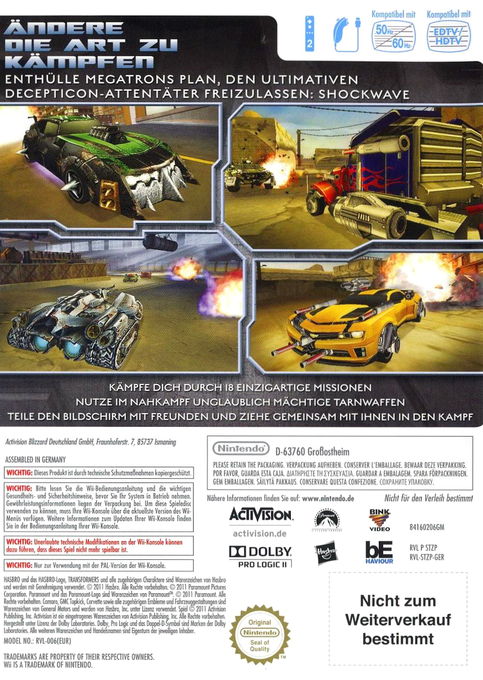 Transformers 3 : La Face Cachée De La Lune - Edition Stealth Force - Dos