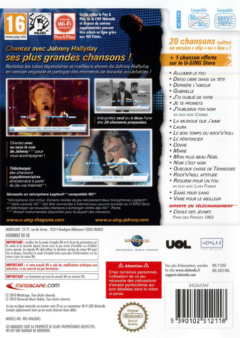 U-Sing Johnny Hallyday - Dos