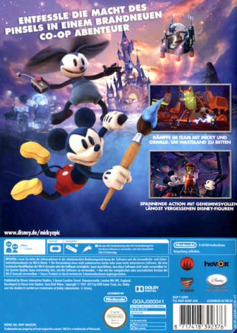 Disney Epic Mickey : Le Retour des Héros - Dos