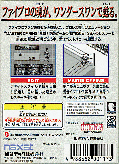 Fire Pro Wrestling for WonderSwan dos