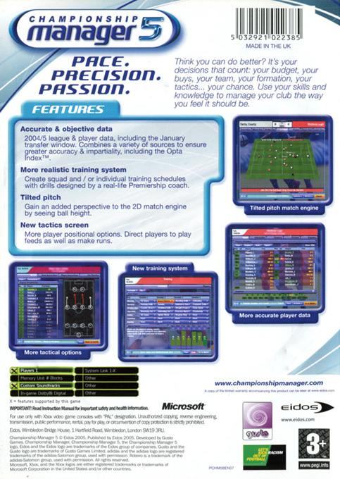 L'Entraineur Championship Manager 5 : Saison 04/05 dos