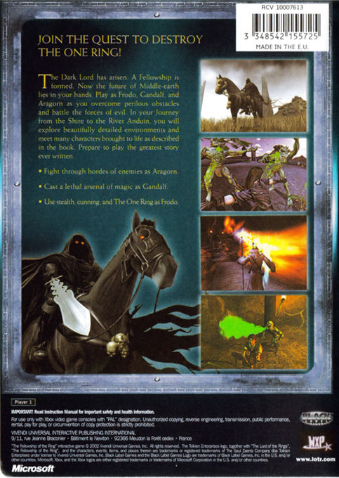 Le Seigneur Des Anneaux : La Communauté De L'Anneau dos