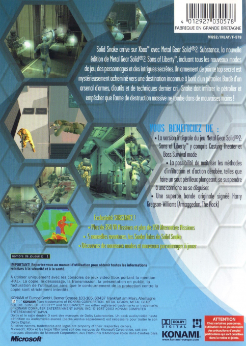 Metal Gear Solid 2 Substance - Dos