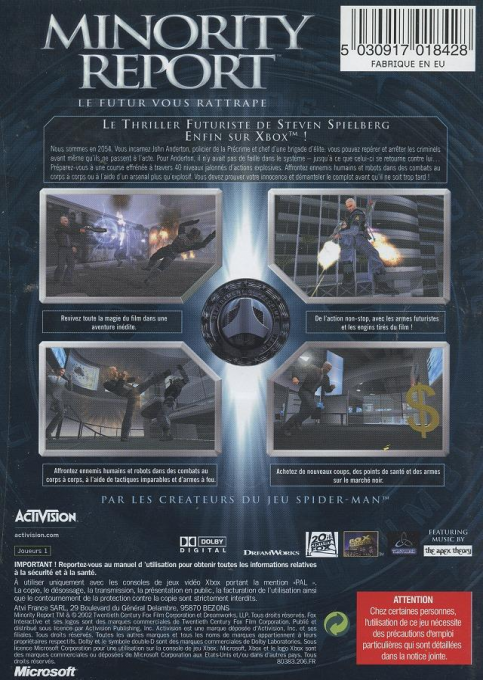 Minority Report : Le Futur Vous Rattrape - Dos