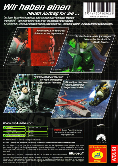 Mission : Impossible : Operation Surma - Dos