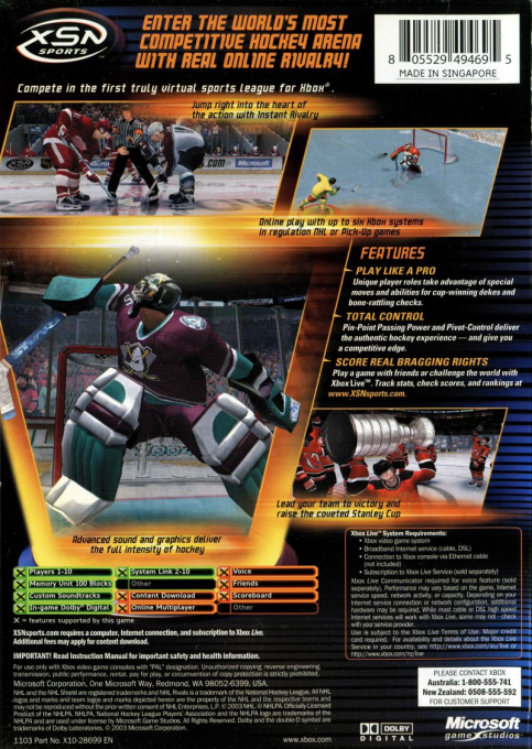 NHL Rivals 2004 - Dos