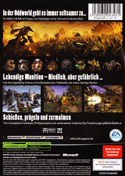 Oddworld : La Fureur De L'Etranger - Dos