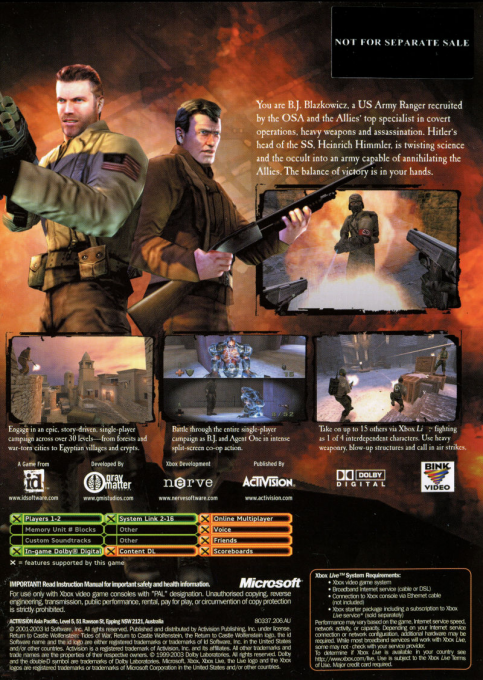 Return to Castle Wolfenstein : Tides of War dos