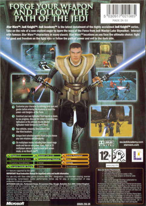 Star Wars : Jedi Knight : Jedi Academy dos
