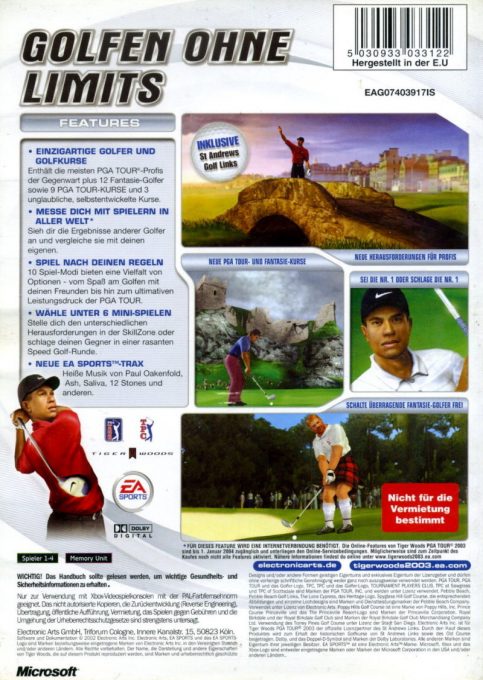 Tiger Woods PGA Tour 2003 dos