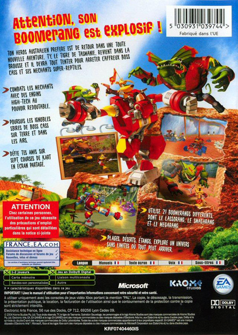 Ty Le Tigre de Tasmanie 2 : Opération Sauvetage - Dos