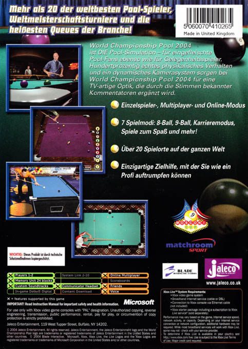 World Championship Pool 2004 dos