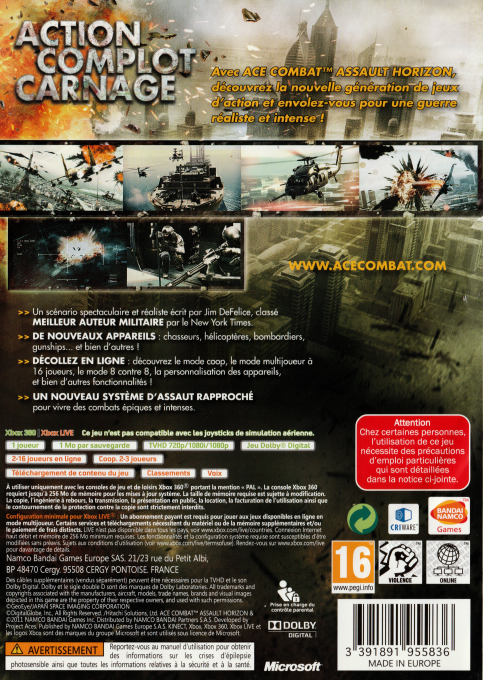 Ace Combat : Assault Horizon - Dos