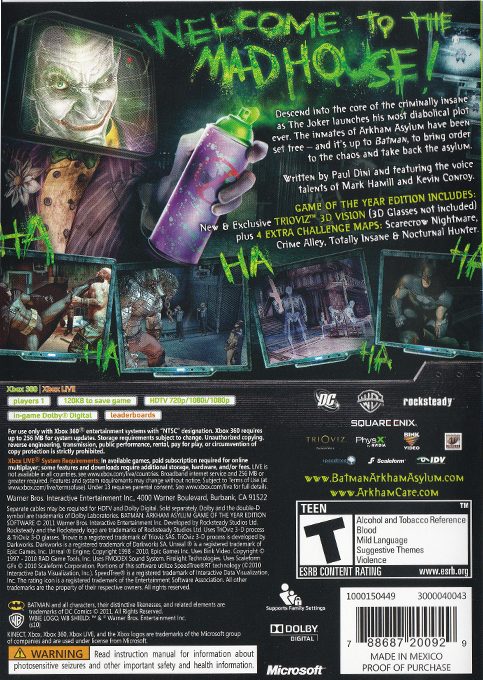 Batman - Arkham Asylum - Game of the Year Edition dos