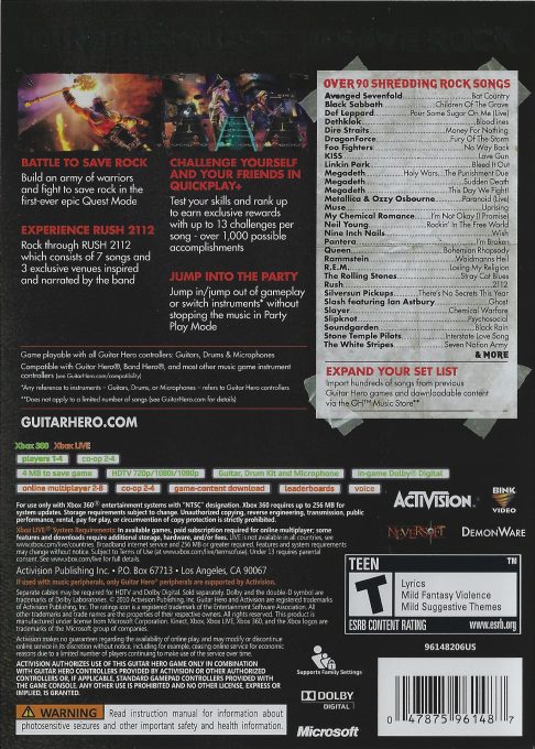 Guitar Hero Warriors of Rock - Dos