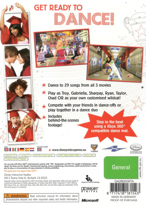 High School Musical 3 Dance ! Nos Années Lycée - Dos