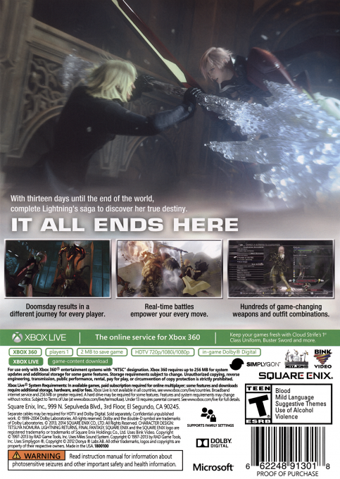 Lightning Returns : Final Fantasy XIII - Dos