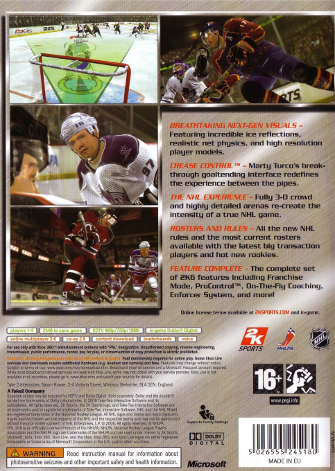 Nhl 2k6 dos