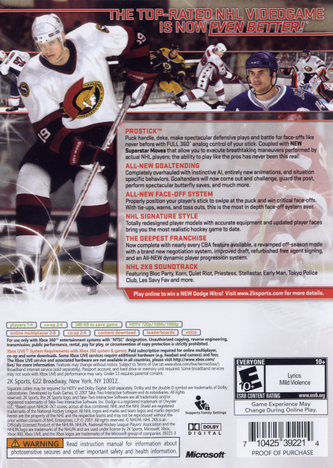Nhl 2k8 dos