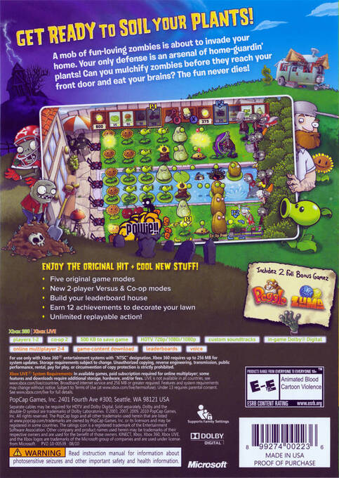 Plantes Contre Zombies - Dos