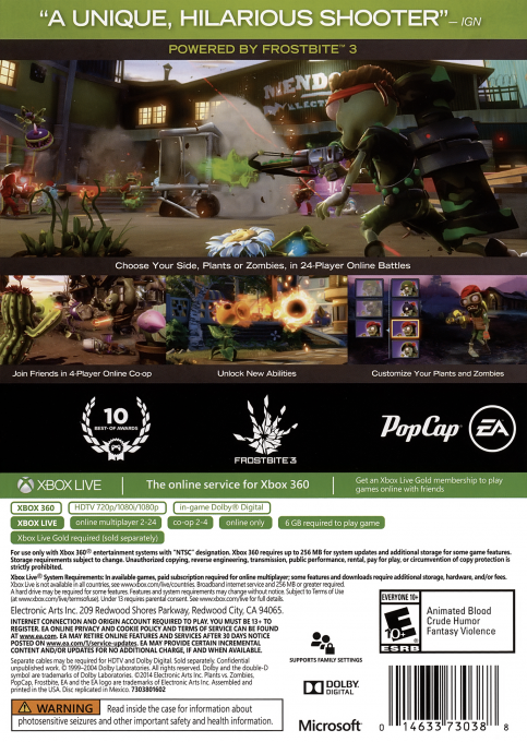 Plants vs Zombies : Garden Warfare - Dos