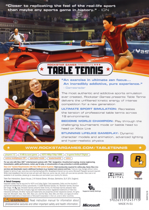 Table Tennis dos