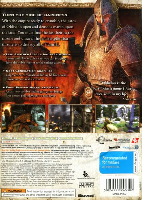 The Elder Scrolls IV : Oblivion dos