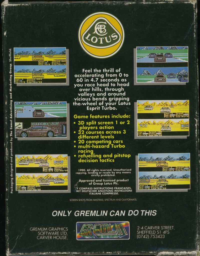 Lotus Esprit Turbo Challenge dos